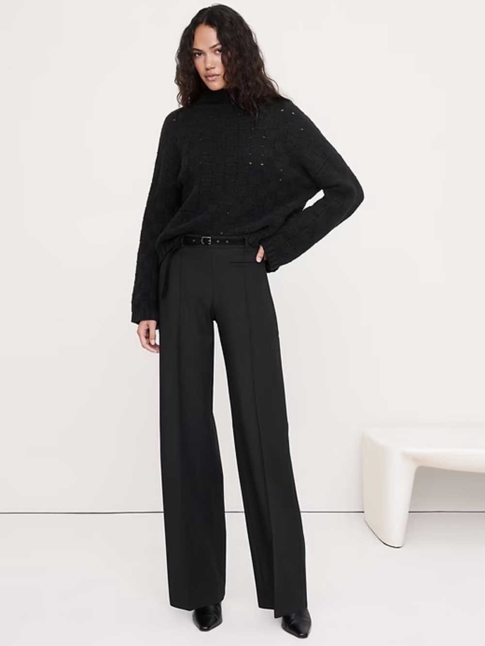 Banana Republic Mid-Rise Wide-Leg City Stretch Pant 875492